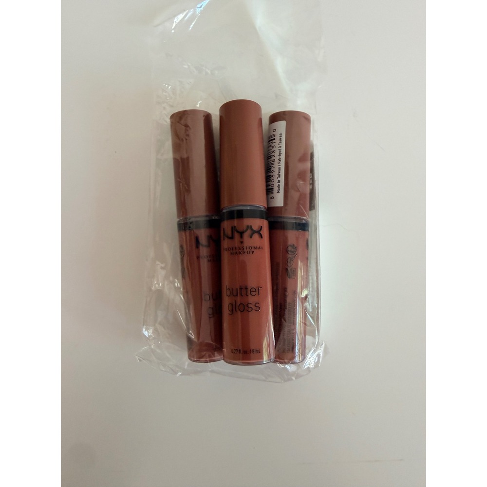 NYX Butter Gloss Lip Gloss Set 3pc Praline BLG16 Nude Brown NEW NWT‎